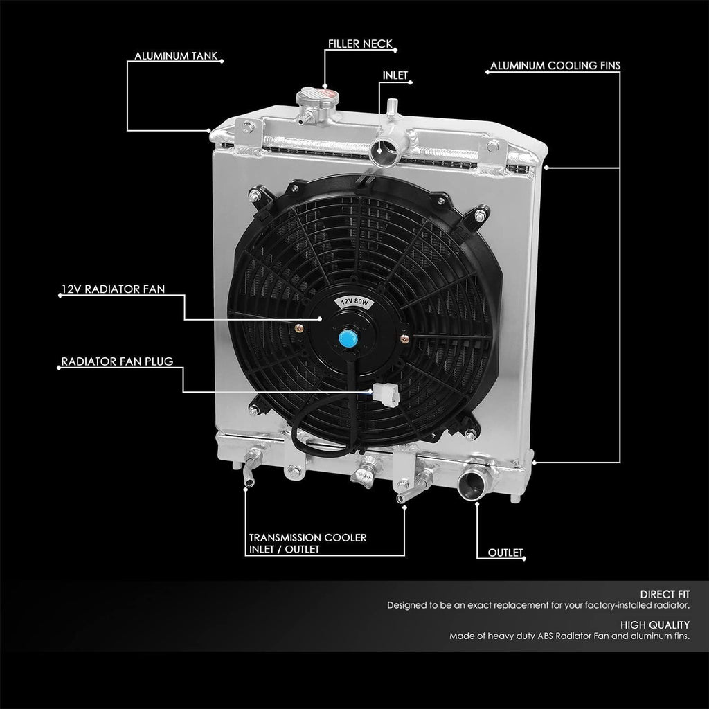 ALUMINUM CORE RADIATOR+SHROUD FAN For 1992-2000 HONDA CIVIC EK EG INTEGRA