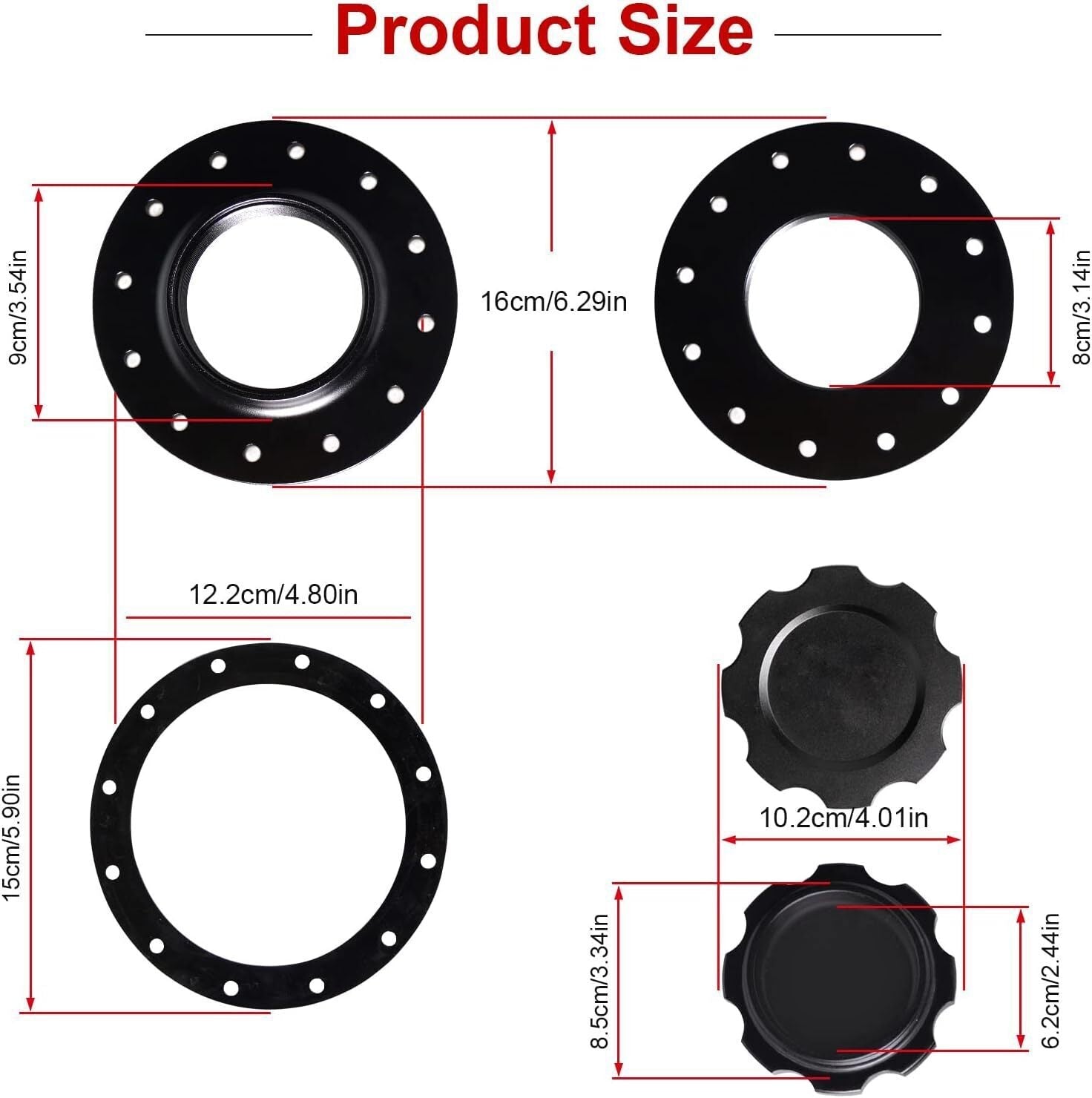 Billet Aluminum Easy Fill Fuel Cell Cap with 12 Bolting Holes Cell Bung