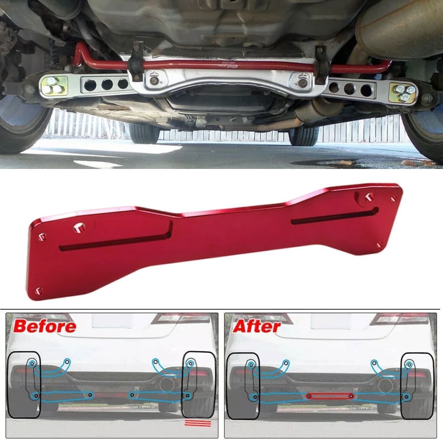 Subframe Strut Brace For 2002-06 Acura RSX DC5 Honda Civic ES EP3 DX 01-05 Red