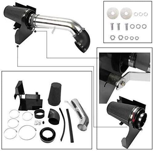 Cold Air Intake System+Heat Shield Kit For 99-06 GMC/Chevy V8 4.8L/5.3L/6.0L Bla