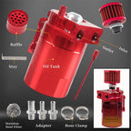 Oil Catch Can Kit Reservoir Red Tank with Breather Filter Universal Aluminum