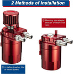 Oil Catch Can Kit Reservoir Red Tank with Breather Filter Universal Aluminum