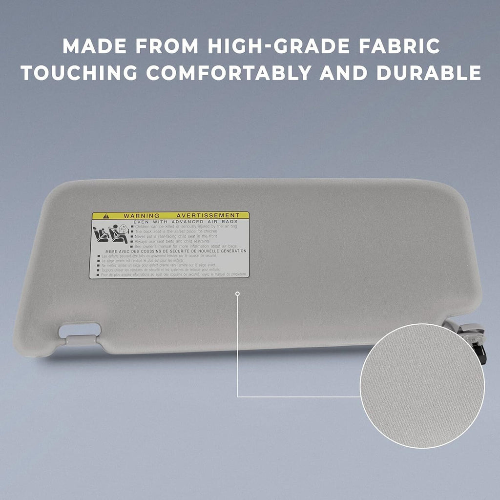 Passenger Side Sun Visor for 2007-2011 Toyota Camry With Sunroof Light Gray