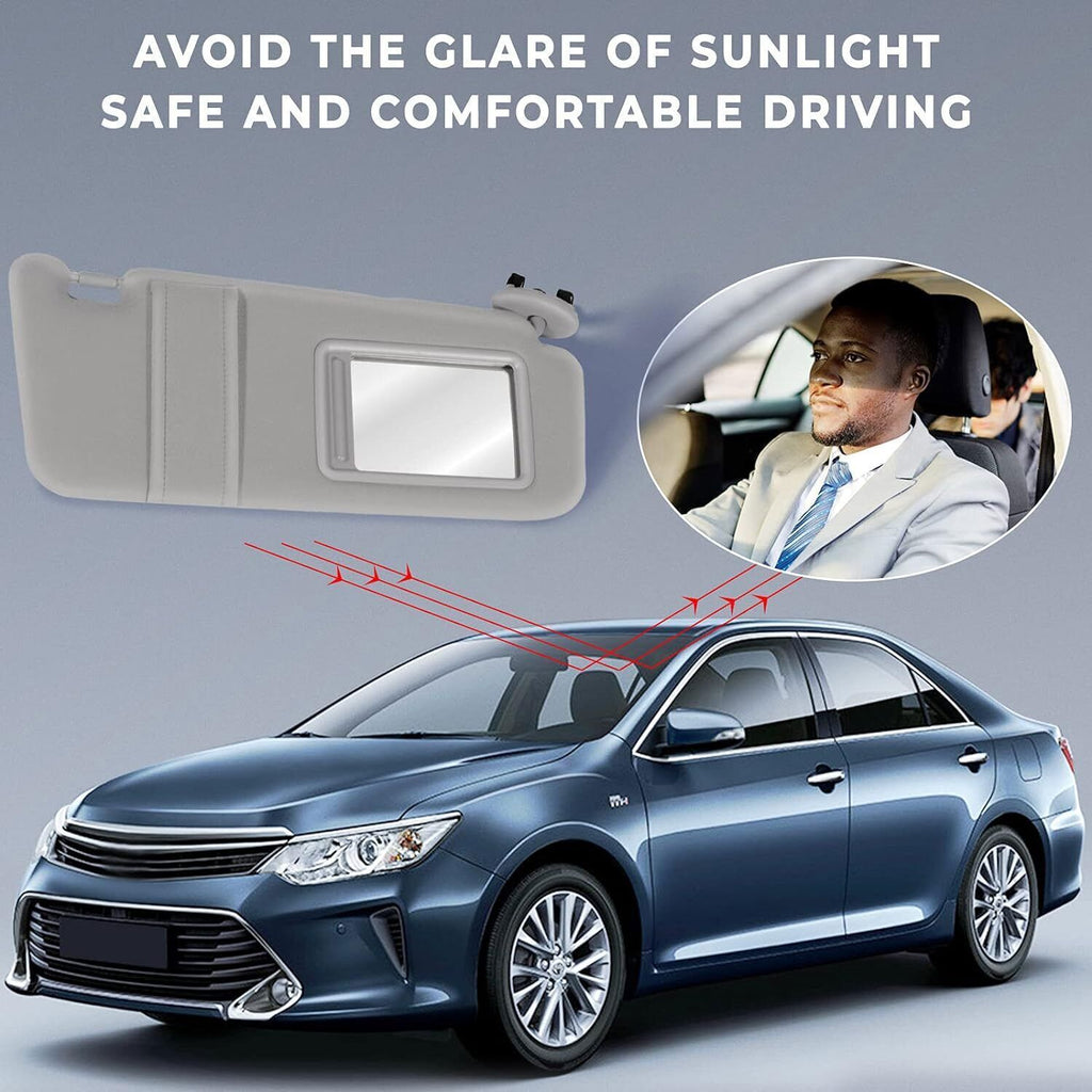 Passenger Side Sun Visor for 2007-2011 Toyota Camry With Sunroof Light Gray