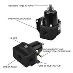 Universal Adjustable Fuel Pressure Regulator Kit 100psi Guage AN6 Fitting Black