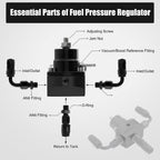 Universal Adjustable Fuel Pressure Regulator Kit 100psi Guage AN6 Fitting Black