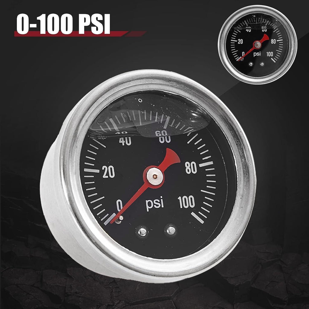 Universal Adjustable Fuel Pressure Regulator Kit 100psi Guage AN6 Fitting Black