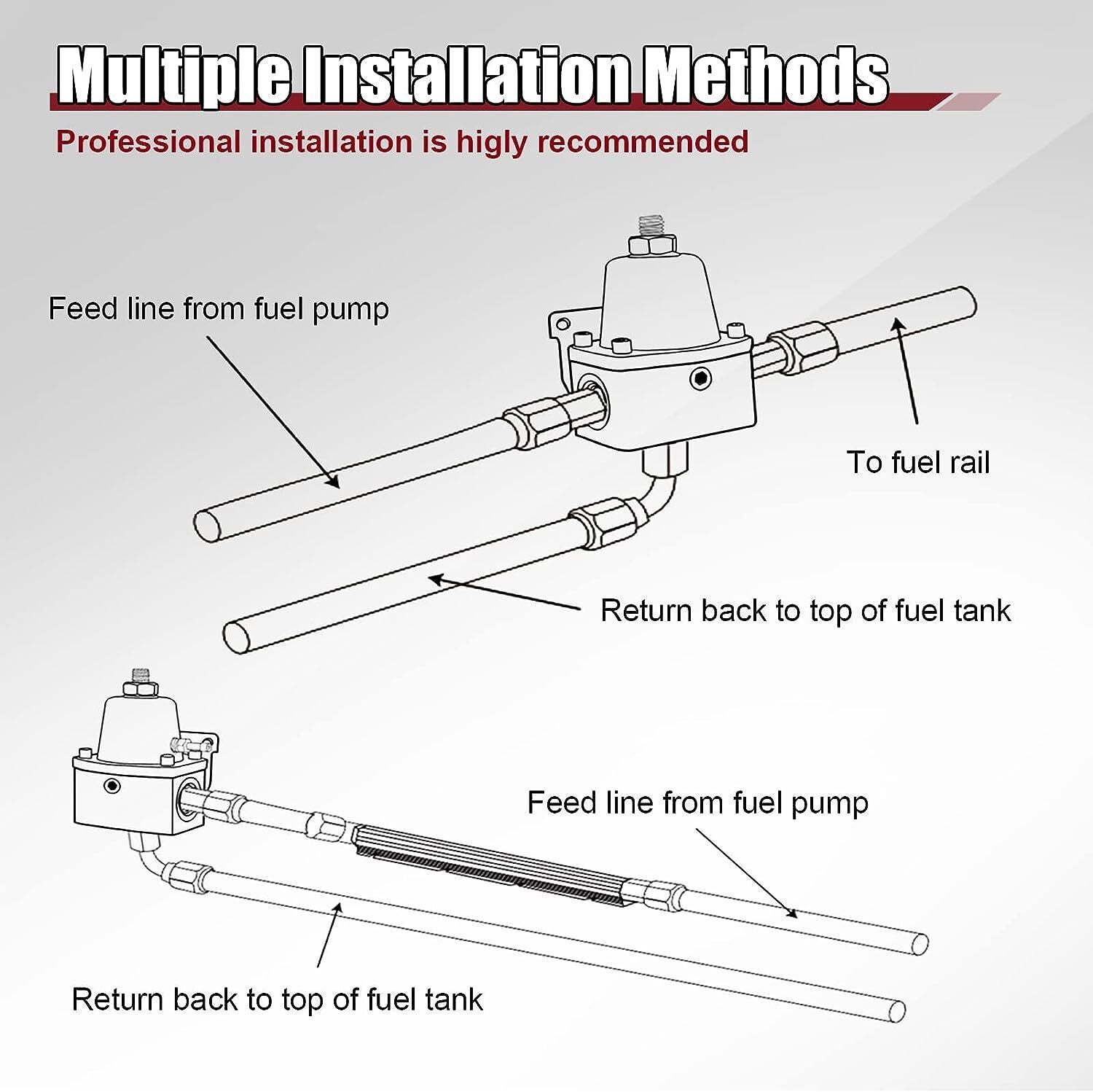 Universal Adjustable Fuel Pressure Regulator Kit 100psi Guage AN6 Fitting Black