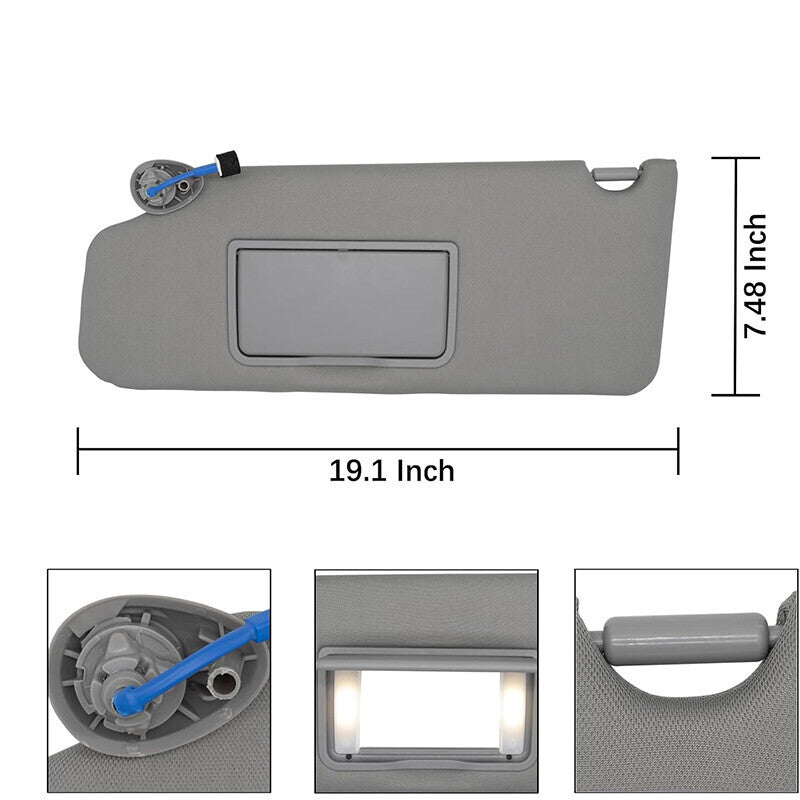 Left Driver Side Sun Visor w/ Light For Honda Pilot 2009-2015 83280SZAA01ZA