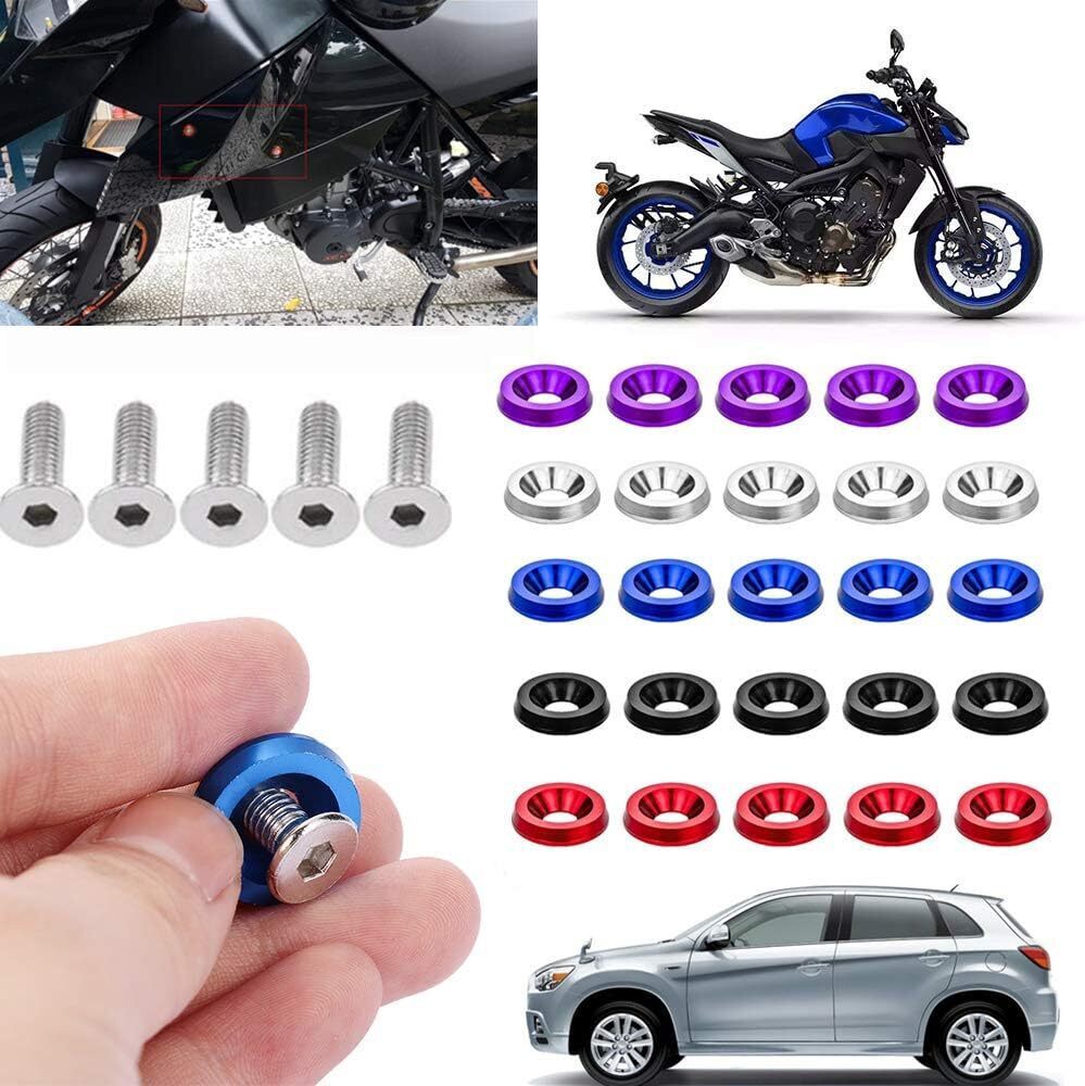 30X Aluminum Fender Bumper Washers M6x20mm CNC Billet Bolt Engine Dress Up Kits