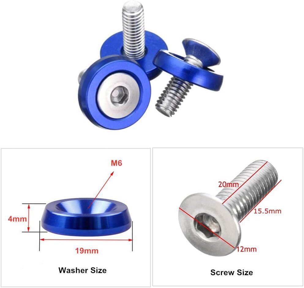 30X Aluminum Fender Bumper Washers M6x20mm CNC Billet Bolt Engine Dress Up Kits