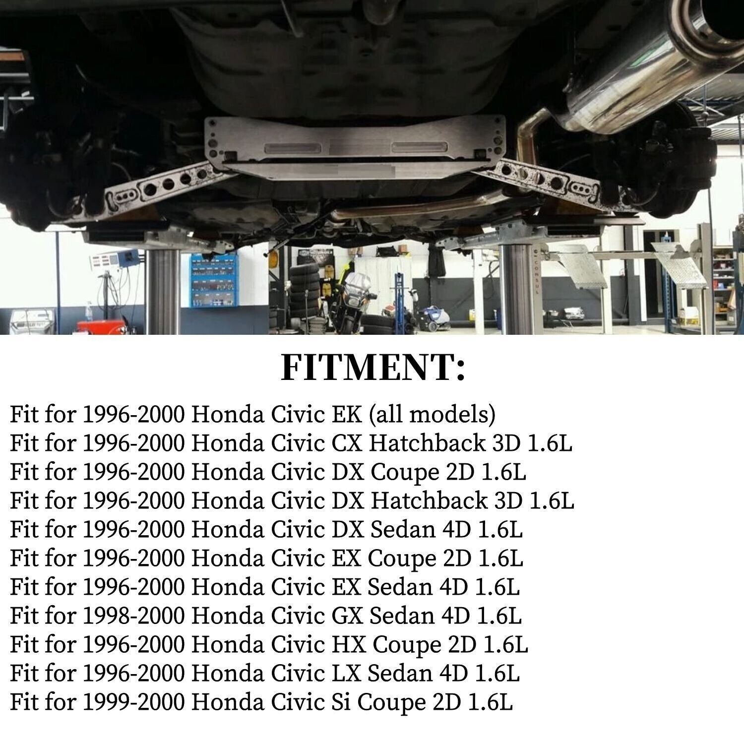 Rear Lower Control Arm with Tie Bar Subframe Brace for Honda Civic EK 1996-2000