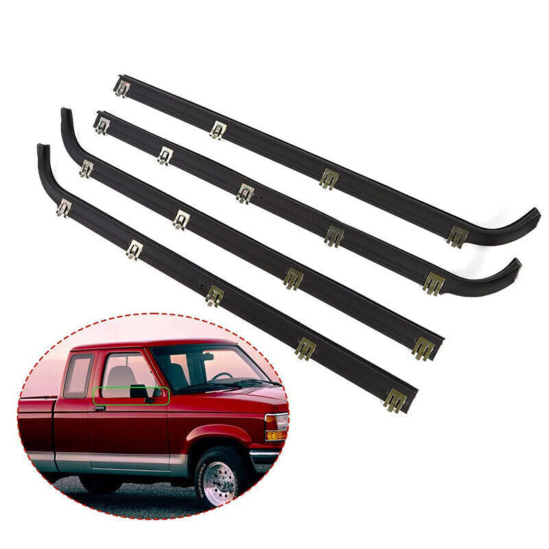 FOR 1987-1997 FORD F150 F250 F350 DOOR WINDOW BELT SEAL WEATHERSTRIP 4 PIECE SET