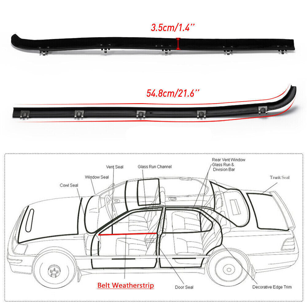 FOR 1987-1997 FORD F150 F250 F350 DOOR WINDOW BELT SEAL WEATHERSTRIP 4 PIECE SET
