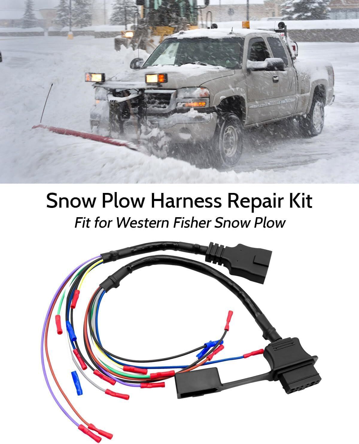 9 Pin Truck & Plow Side Repair Harness For Western 49308 1315315, 49317 1315310
