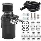Engine Oil Catch Can Tank Kit with Breather Filter 300ml Aluminum Polish Black