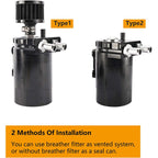 Engine Oil Catch Can Tank Kit with Breather Filter 300ml Aluminum Polish Black