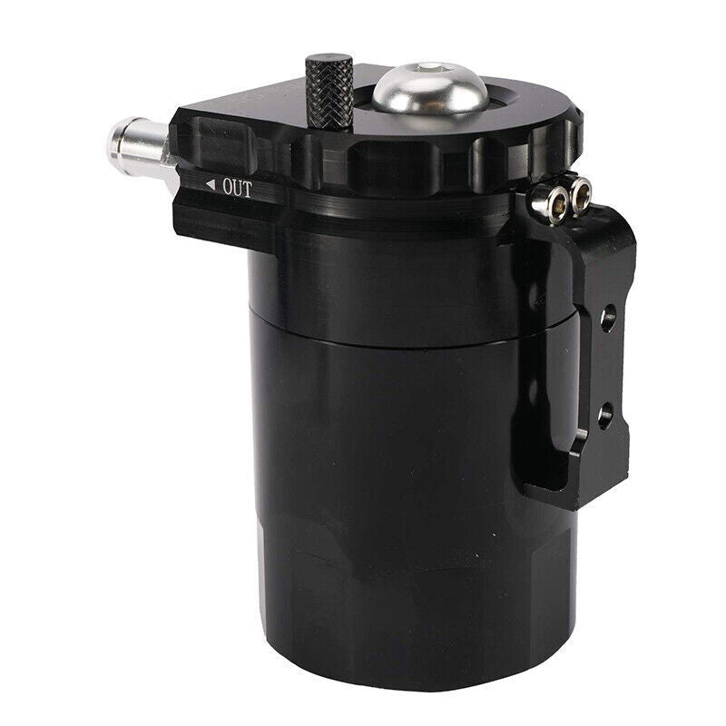 Engine Oil Catch Can Tank Kit with Breather Filter 300ml Aluminum Polish Black