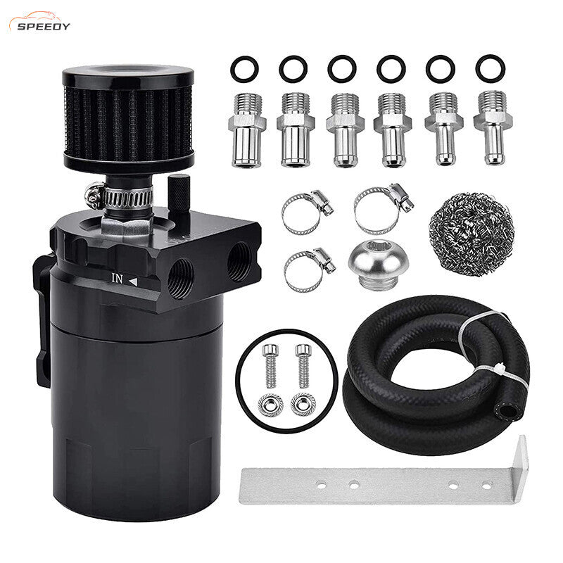 Oil Catch Can Tank Kit Polish Baffled Reservoir with Breather Filter Universal A