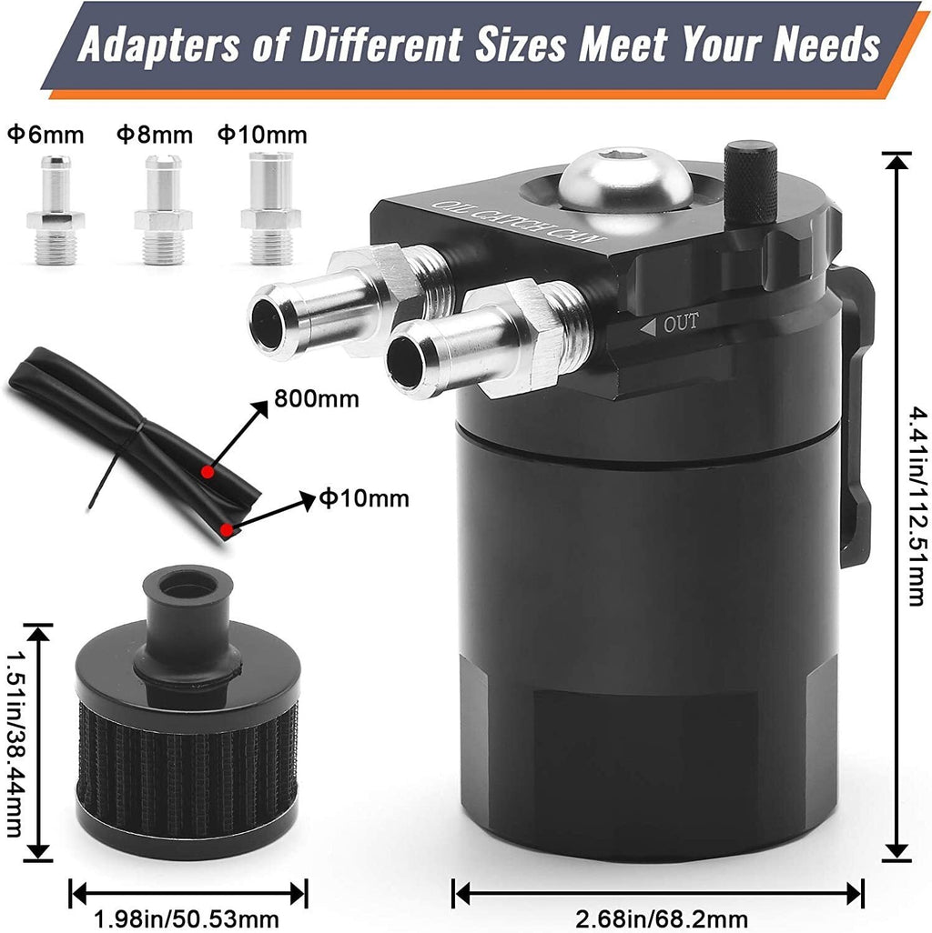 Alumnium Baffled Oil Catch Can Oil Separator Kit Reservoir Tank with Breather BK