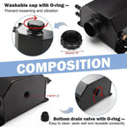 2L Black Universal Coolant Radiator Overflow Tank Expansion Reservoir Aluminum C