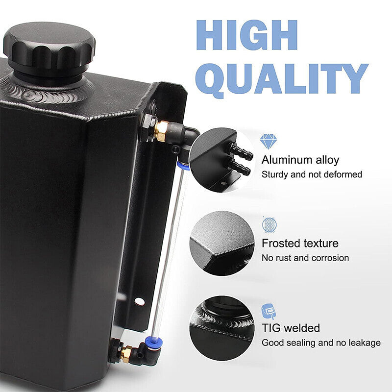 2L Black Universal Coolant Radiator Overflow Tank Expansion Reservoir Aluminum C
