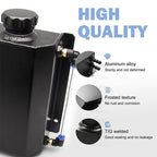 2L Black Universal Coolant Radiator Overflow Tank Expansion Reservoir Aluminum C