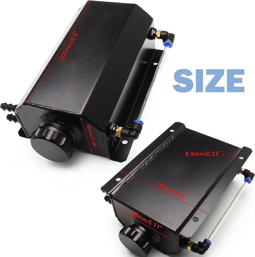 2L Black Universal Coolant Radiator Overflow Tank Expansion Reservoir Aluminum C