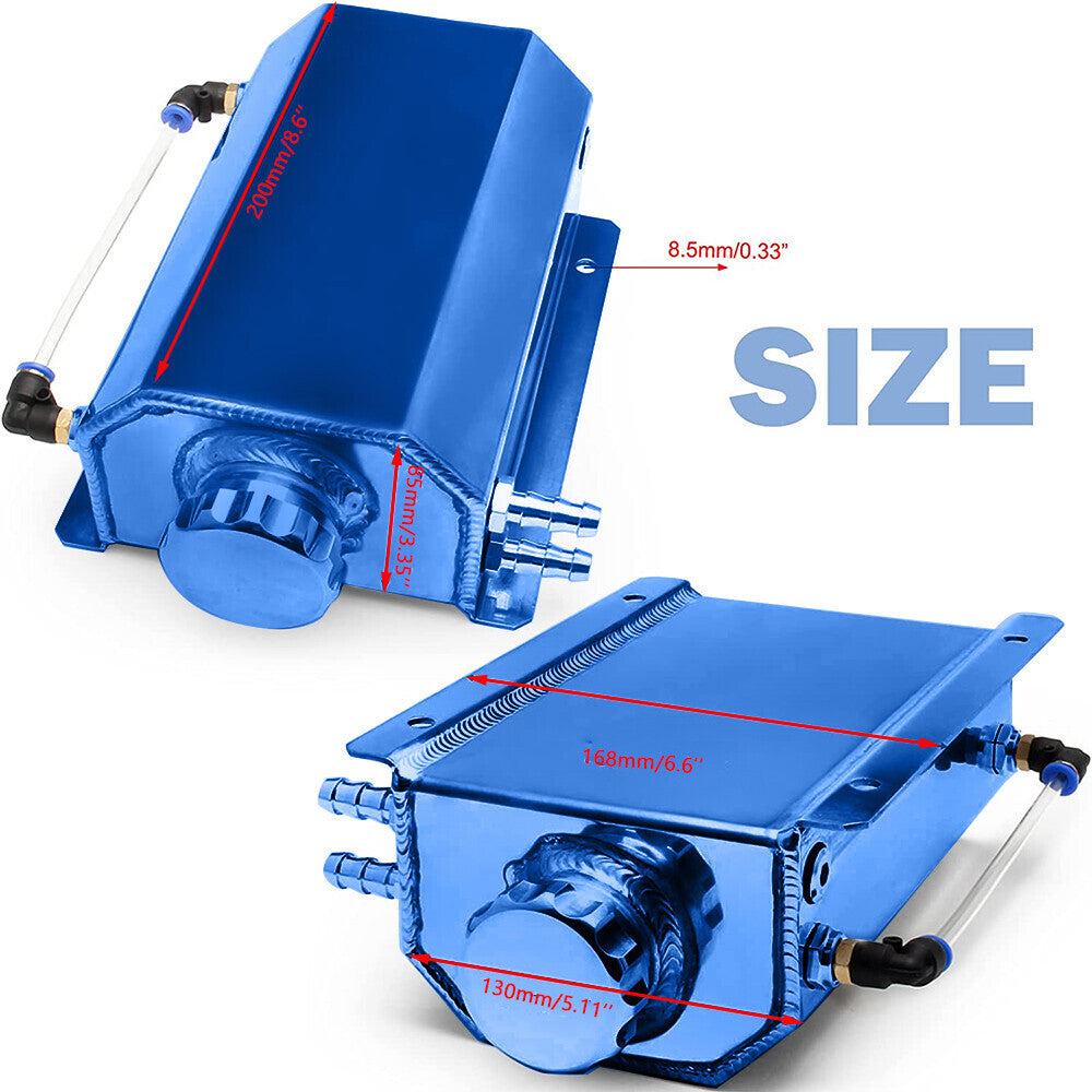 2L Blue Aluminum Coolant Radiator Overflow Reservoir Expansion Water Tank