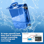 2L Blue Aluminum Coolant Radiator Overflow Reservoir Expansion Water Tank
