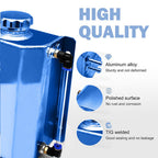 2L Blue Aluminum Coolant Radiator Overflow Reservoir Expansion Water Tank