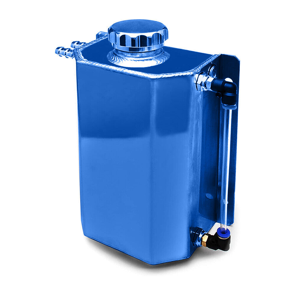 2L Blue Aluminum Coolant Radiator Overflow Reservoir Expansion Water Tank