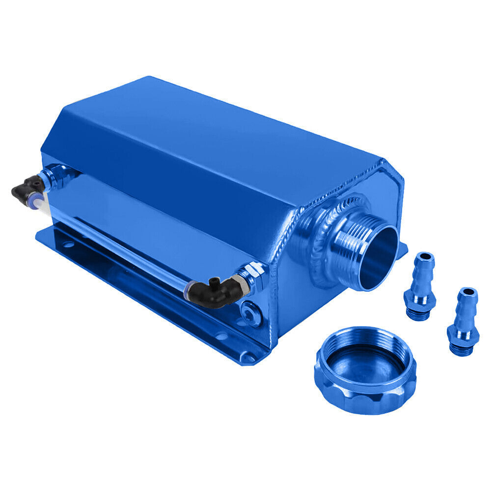 2L Blue Aluminum Coolant Radiator Overflow Reservoir Expansion Water Tank