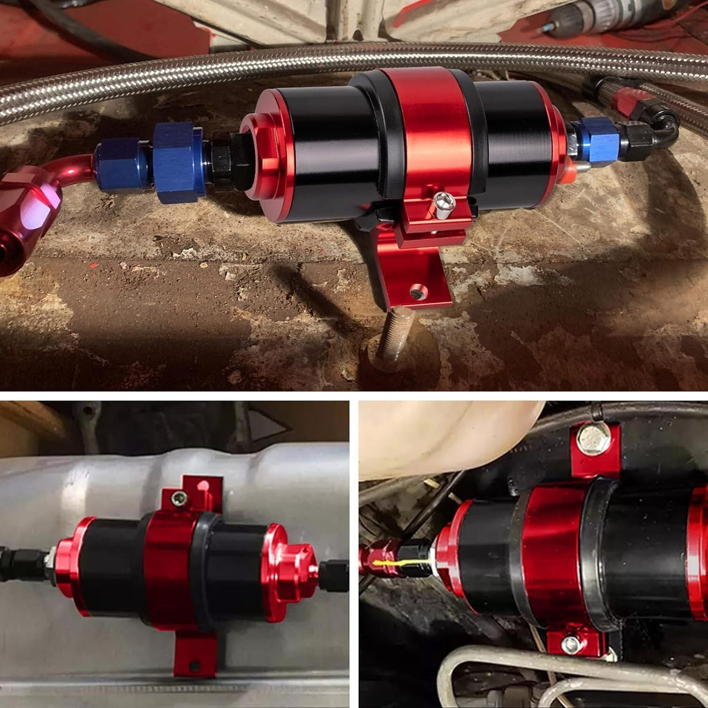 High Flow 100 Micron Inline Fuel Filter Cleanable AN6 AN8 AN10 Adapter Fitting
