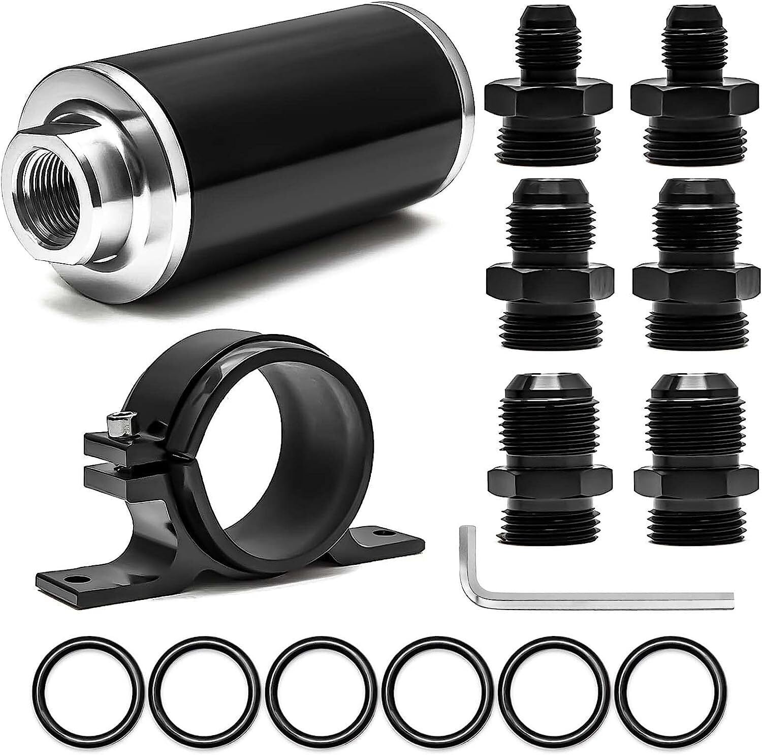 30 Micron Inline Fuel Filter w/ 6AN 8AN 10AN Adapter Fitting An Fuel Filter