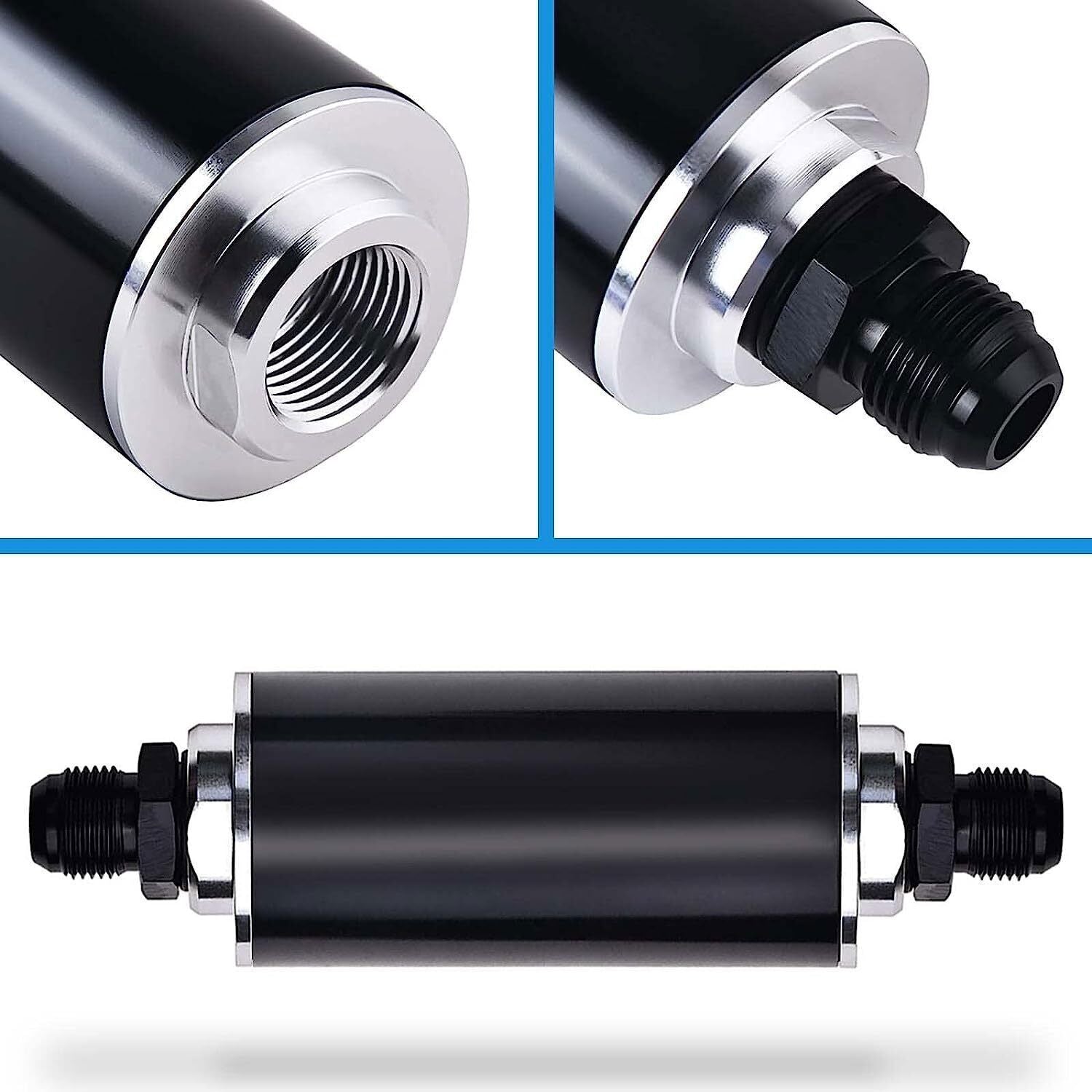 30 Micron Inline Fuel Filter w/ 6AN 8AN 10AN Adapter Fitting An Fuel Filter