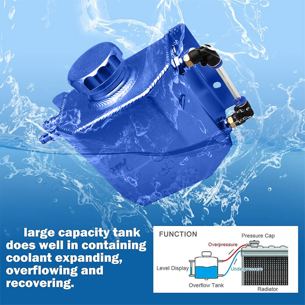 1L Aluminum Radiator Coolant Overflow Bottle Water Tank Reservoir with Cap US Ne