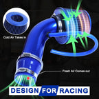 3" Cold Air Intake Filter Induction Kit Pipe Power Flow Hose System US New