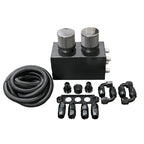 AN10 Oil Catch Can Reservoir Tank w Dual Breather Filter Baffled Tank Kit 4 Port