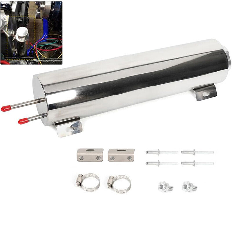 3" X 9" Polished Stainless Steel 32 OZ Radiator Coolant Over Flow Puke Tank Can
