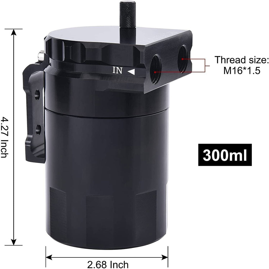 Engine Oil Catch Can Kit Baffled Reservoir Tank Aluminum with Fuel Line Black