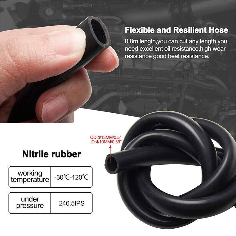 Engine Oil Catch Can Kit Baffled Reservoir Tank Aluminum with Fuel Line Black
