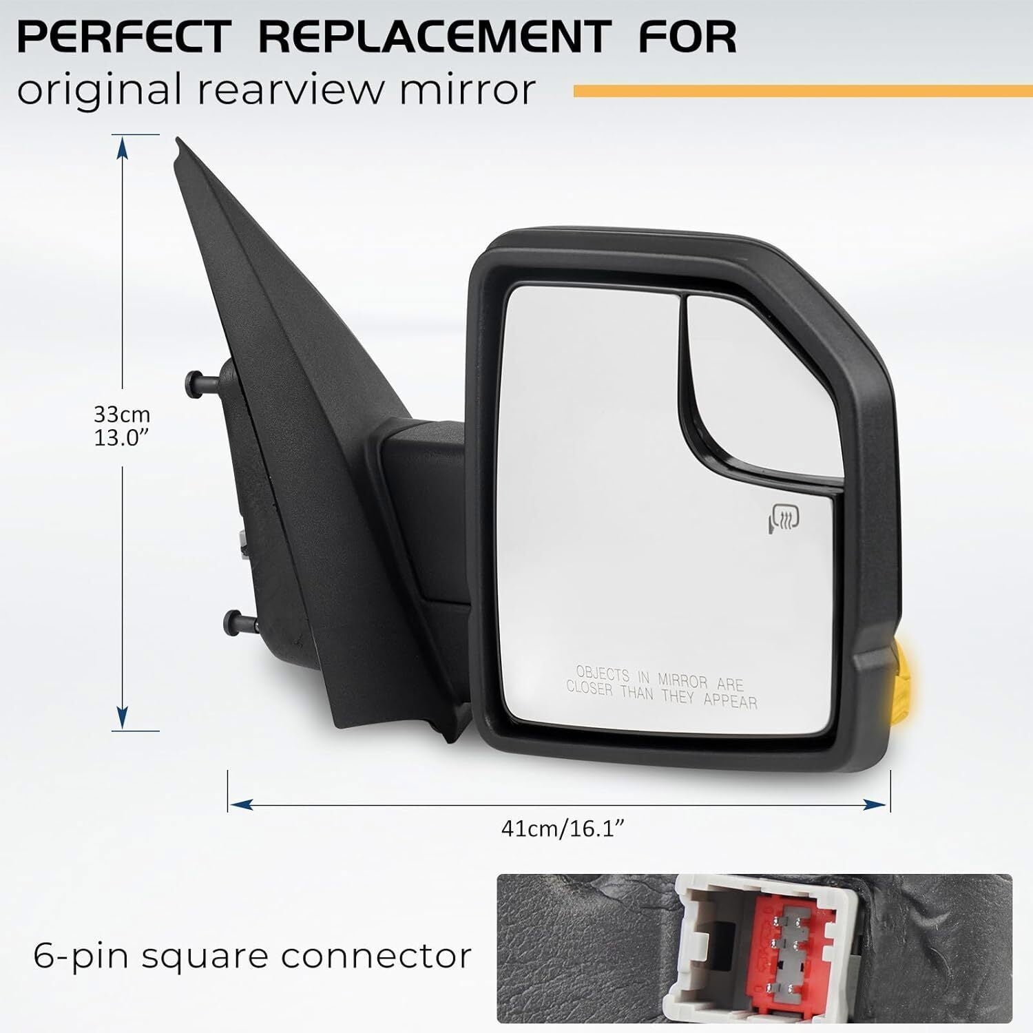 Passenger Right Side Mirror For 15-2020 Ford F-150 Black Power Heated+LED Signal