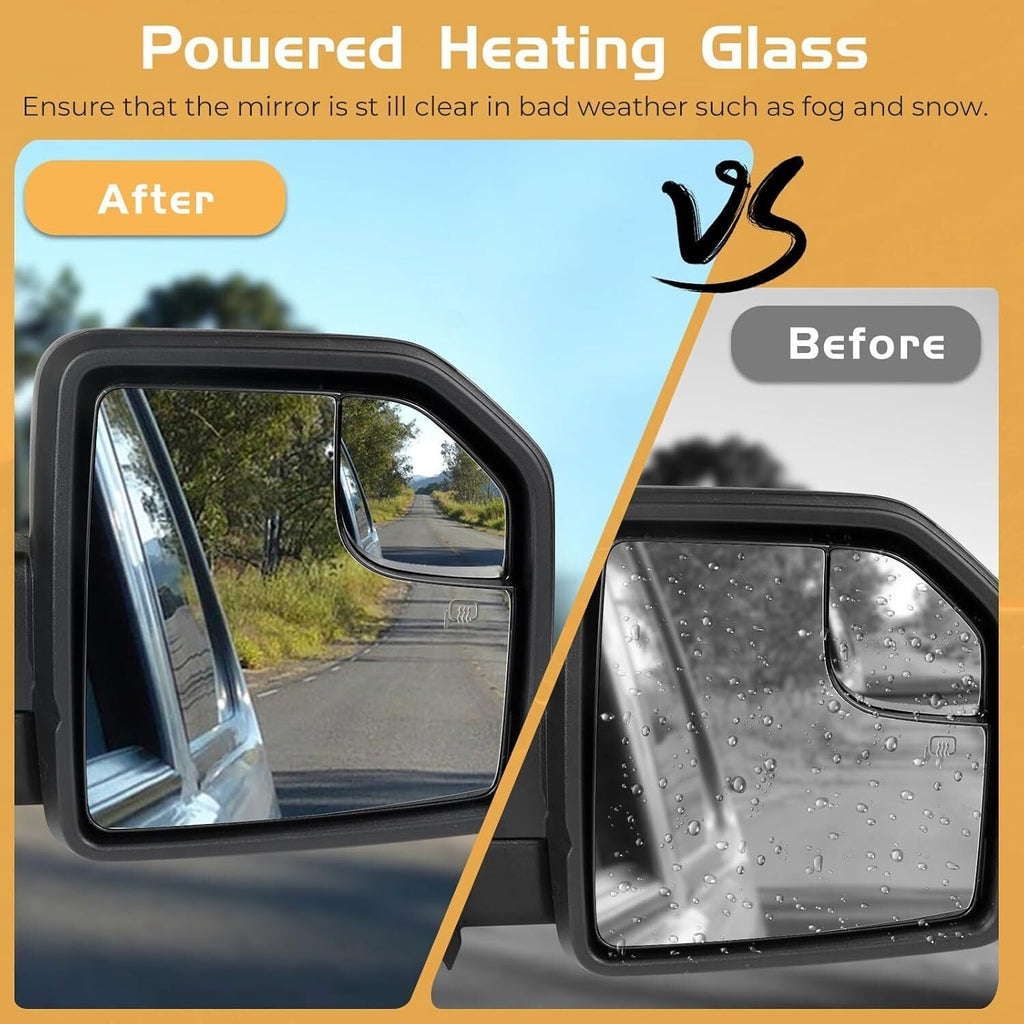 Passenger Right Side Mirror For 15-2020 Ford F-150 Black Power Heated+LED Signal