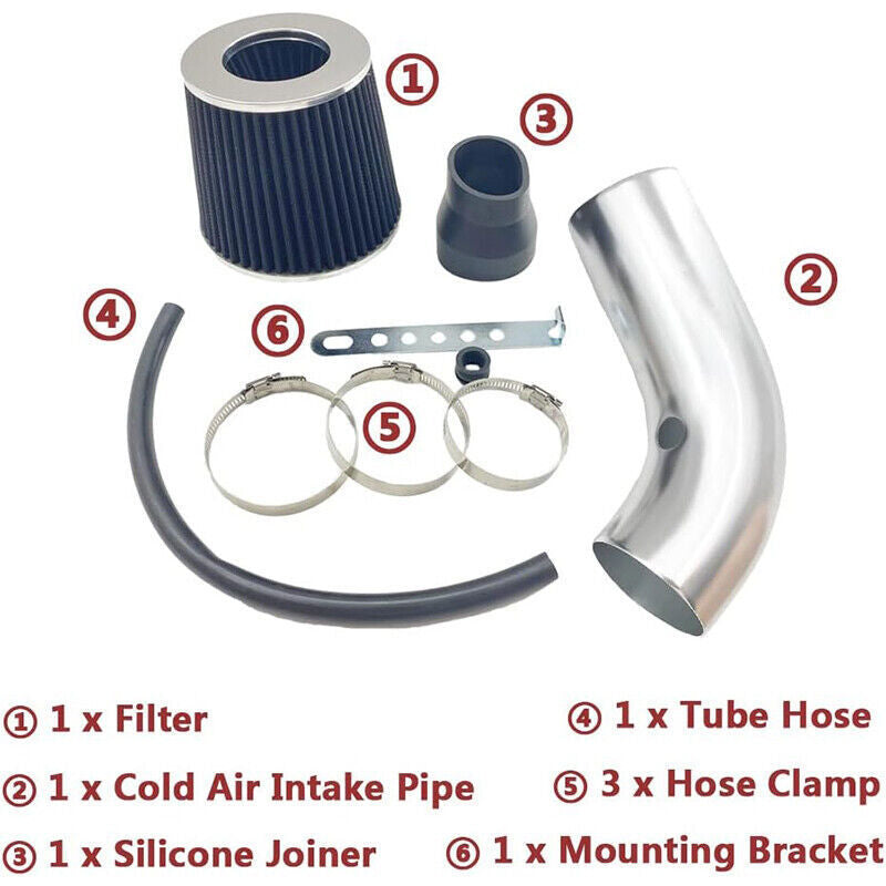 3" Inch Cold Air Intake Filter Induction Kit Pipe Aluminum Power Flow Hose
