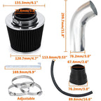 3" Inch Cold Air Intake Filter Induction Kit Pipe Aluminum Power Flow Hose