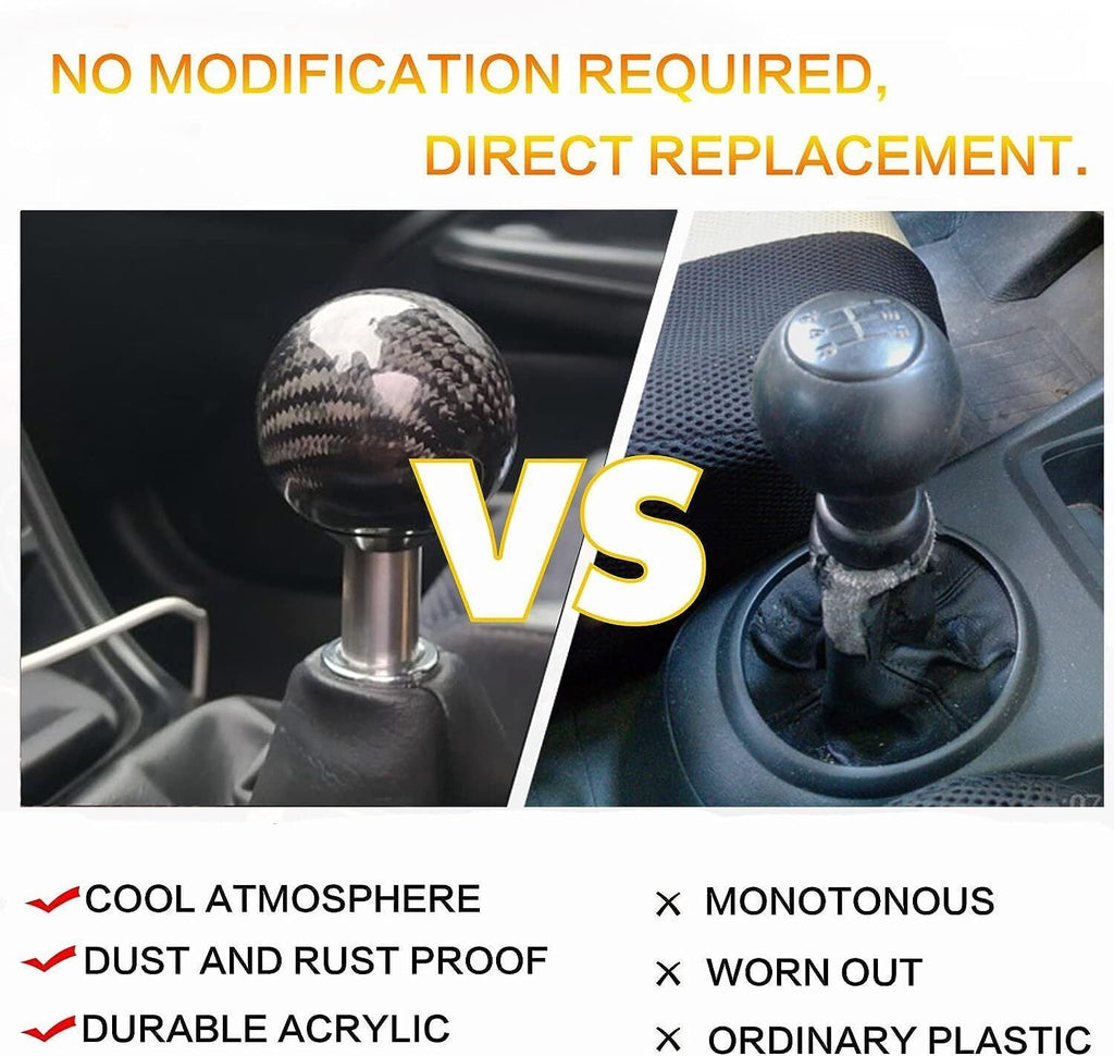 Universal Carbon Fiber Car Gear Shift Knob Head Shifter Lever Round Ball Shape