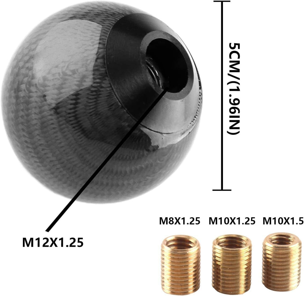 Universal Carbon Fiber Car Gear Shift Knob Head Shifter Lever Round Ball Shape
