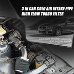 Aluminum 3" Universal Cold Air Intake Induction Hose Pipe Car Kit Filter