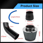 Aluminum 3" Universal Cold Air Intake Induction Hose Pipe Car Kit Filter